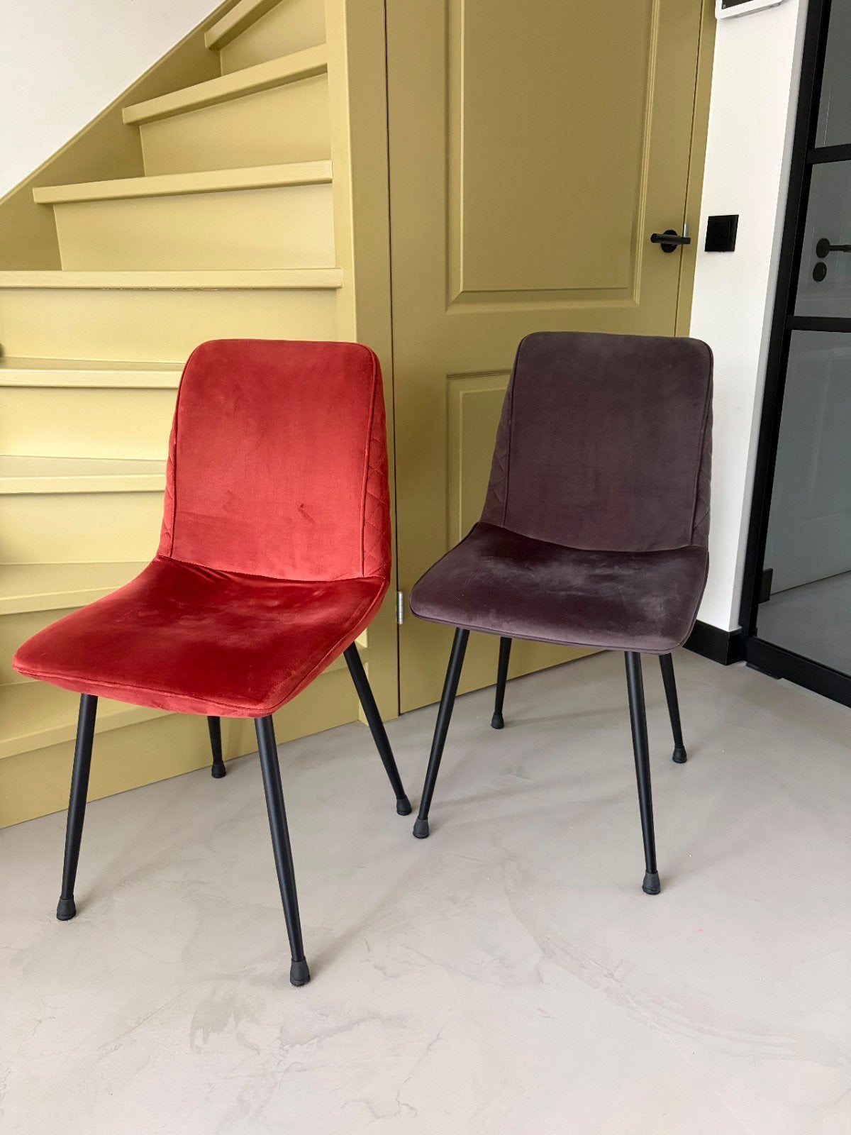 6 Loods 5 eetkamerstoelen van velours, zo goed als nieuw, Ophalen, Overige kleuren, Zo goed als nieuw, Stof