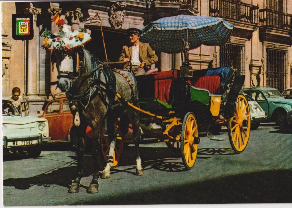Spanje, Malaga met auto FASA Renault 8, Ophalen of Verzenden, 1960 tot 1980, Ongelopen, Spanje
