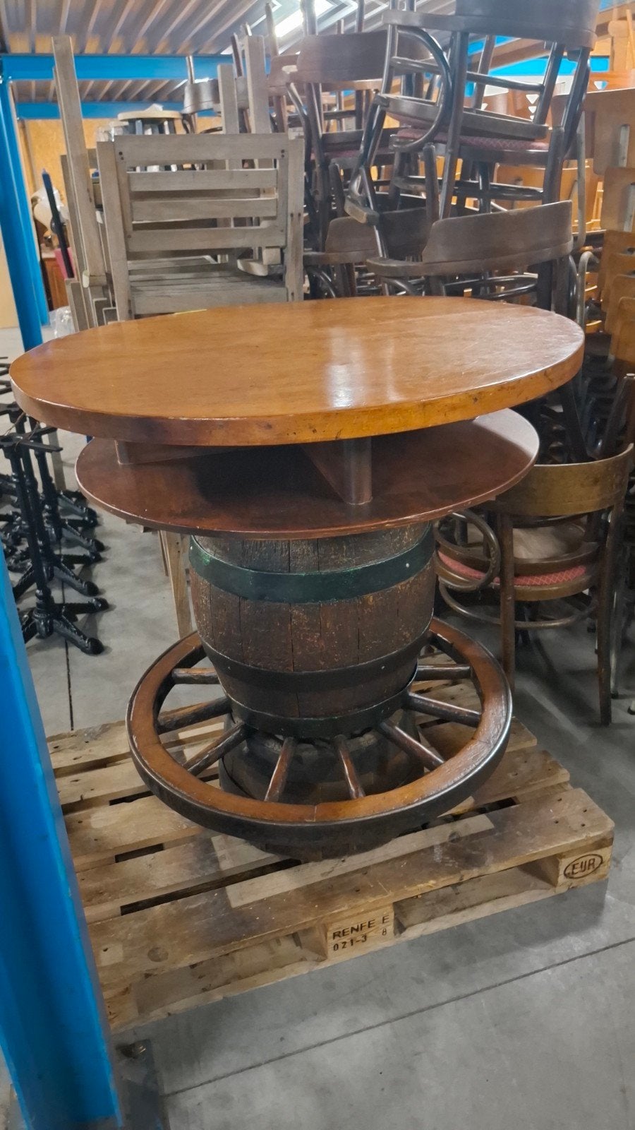 1 statafel karrewiel ton mancave horeca cafe + krukken set, Ophalen of Verzenden