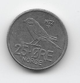 Noorwegen 25 øre 1972 KM# 407, Verzenden, Overige landen, Losse munt