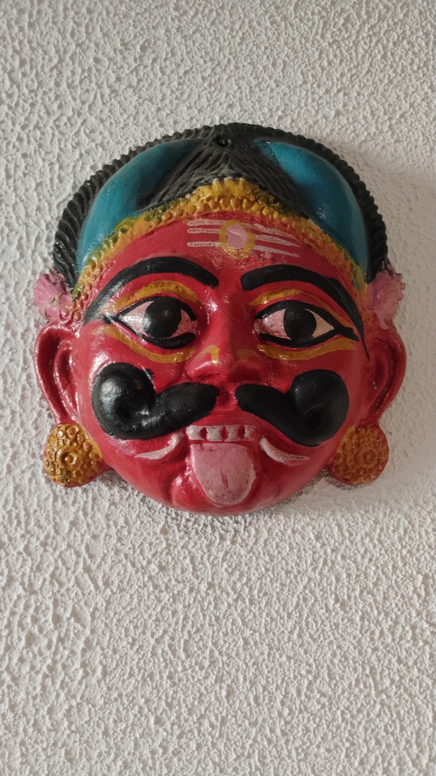Kleurrijk Indiaas Papier-maché Masker - 19x21 cm, Handgemaakt, Masker, India, Ophalen of Verzenden