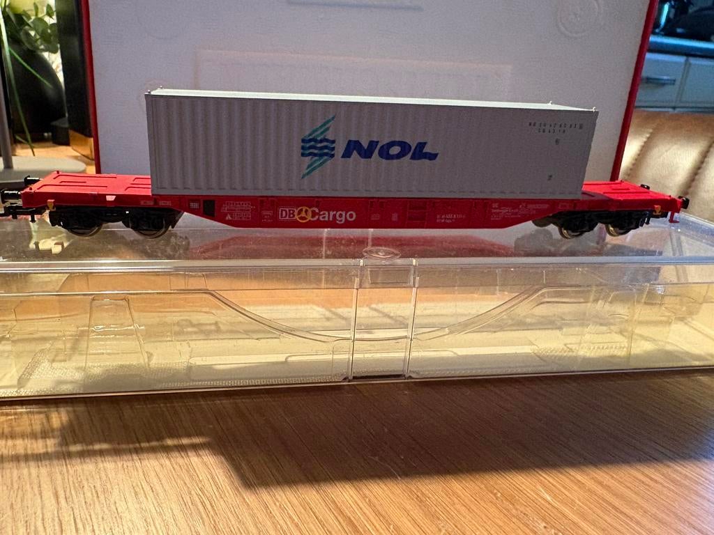 Fleischmann 5248 K H0 Containerwagen 'NOL' van de DB, Gebruikt, Gelijkstroom, Fleischmann, Wagon