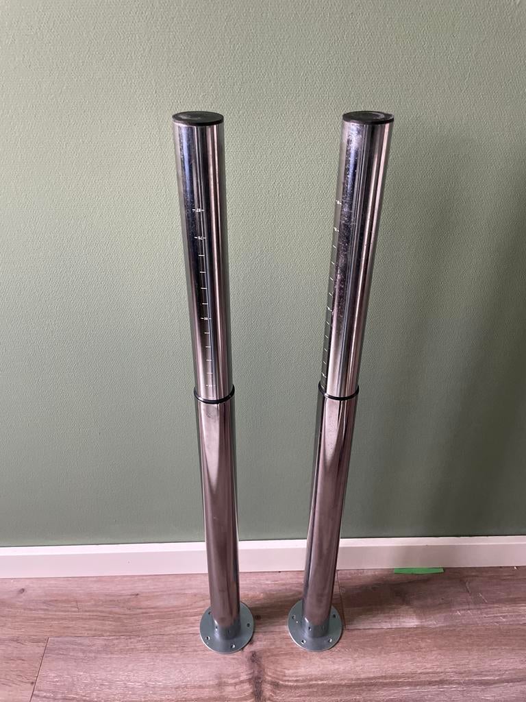 Ikea Verstelbare tafelpoten (2 stuks) - Metaal, Huis en Inrichting, Tafelonderdelen, Ophalen, Tafelpoot, Minder dan 50 cm, 50 tot 100 cm