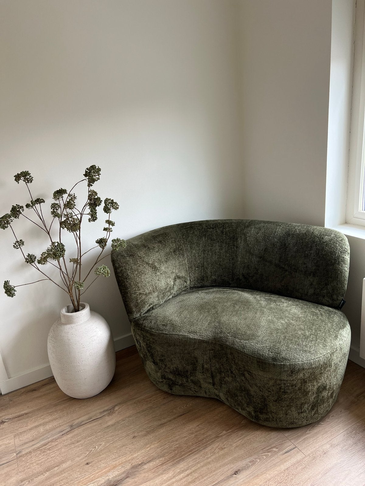 Woood fauteuil bankje stone groen, Huis en Inrichting, Ophalen, Tweepersoons, 75 tot 100 cm, Zo goed als nieuw
