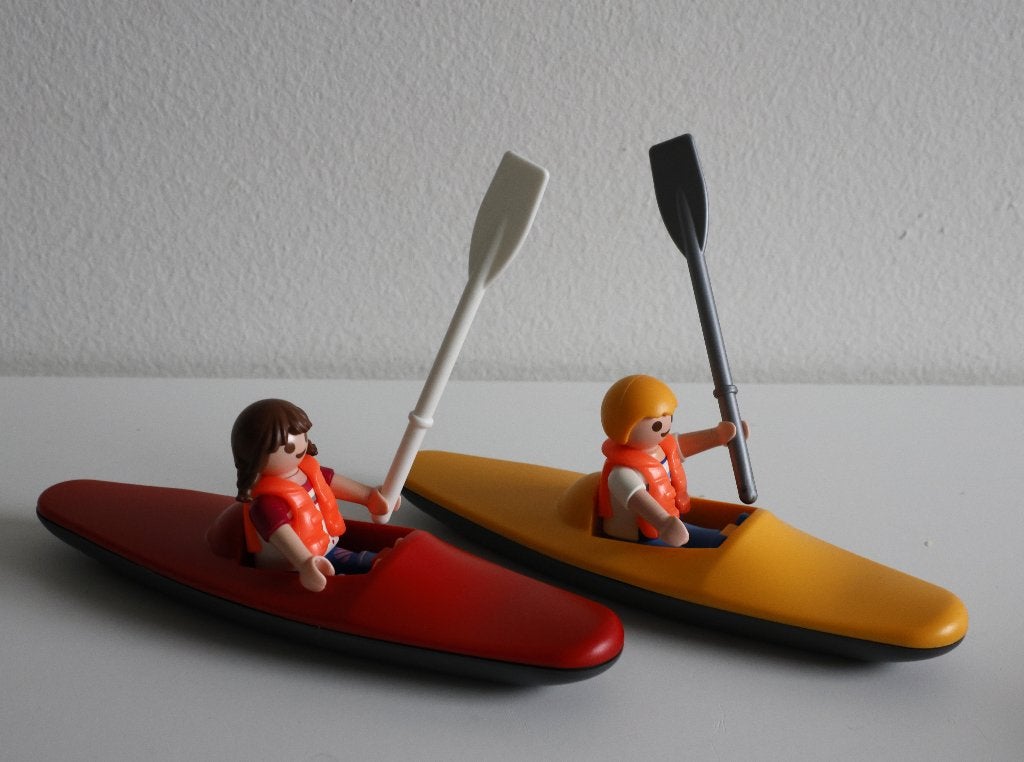 Playmobil kano met kind, jongen en meisje, Ophalen of Verzenden, Zo goed als nieuw