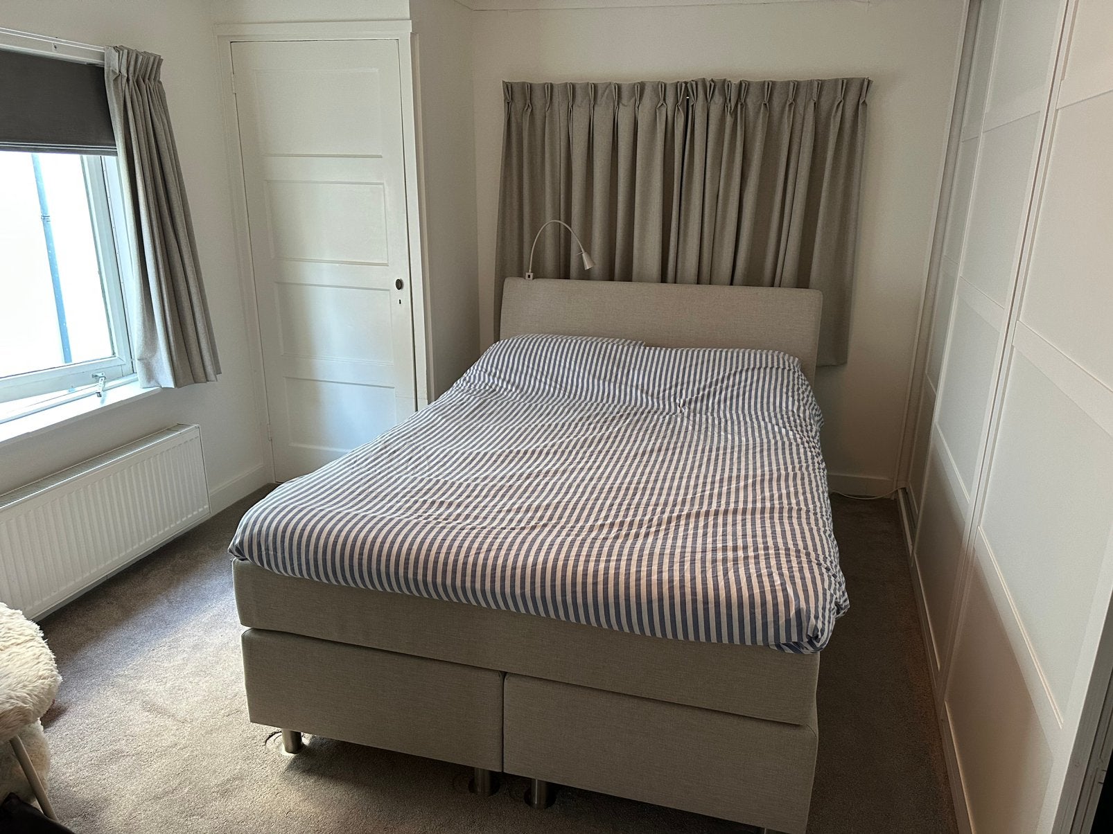 Boxspring 140 breed, Ophalen, Beige, Tweepersoons, 140 cm