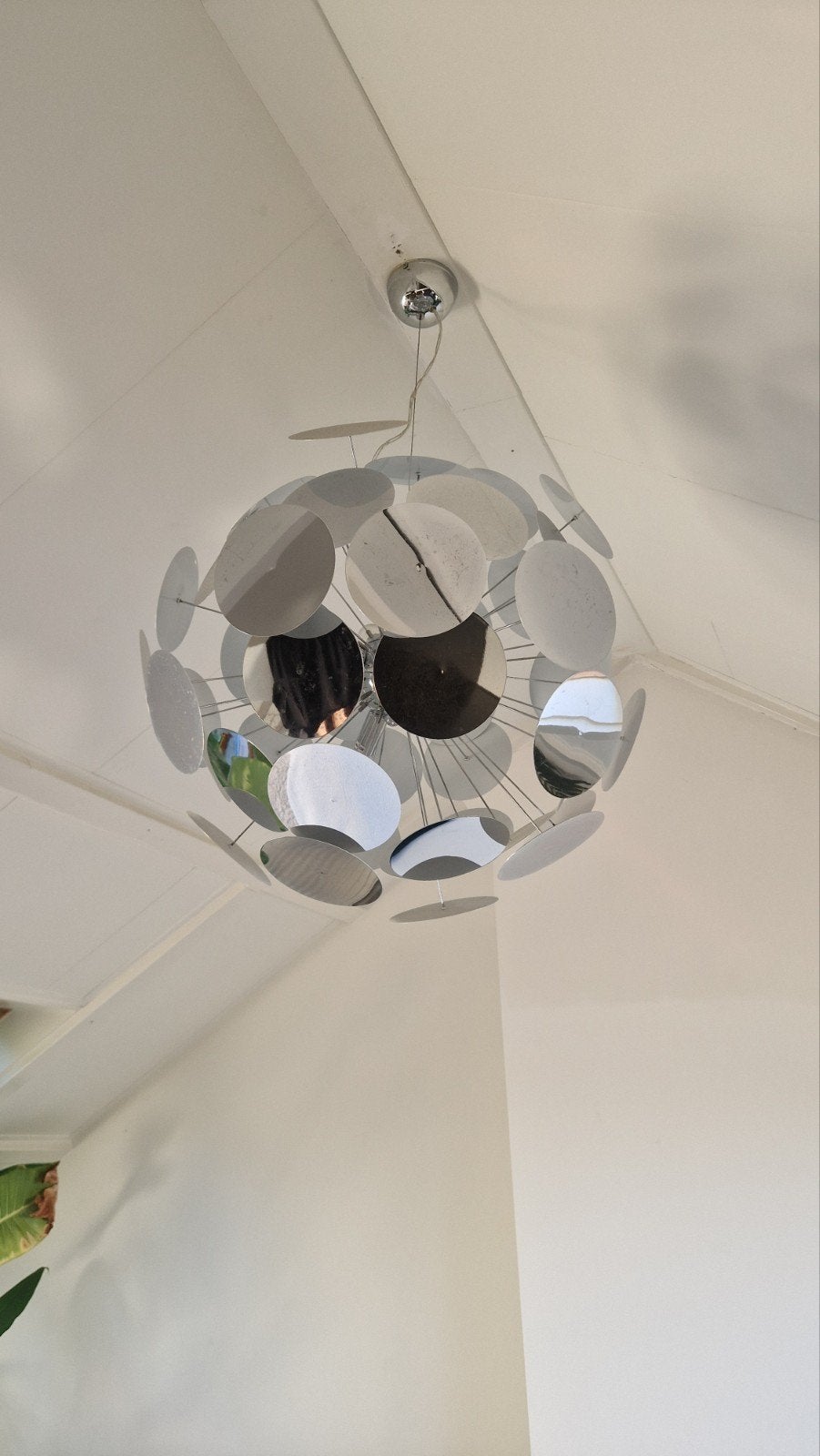 Grote design hanglamp (66 cm), Ophalen, Gebruikt, E27 (groot), Metaal