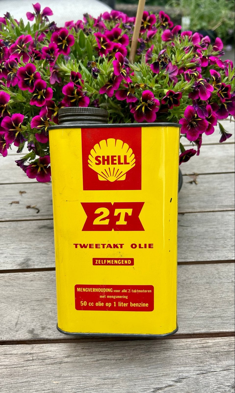 Vintage Shell 2T Tweetakt Olie Blik - Zelfmengend, Ophalen of Verzenden