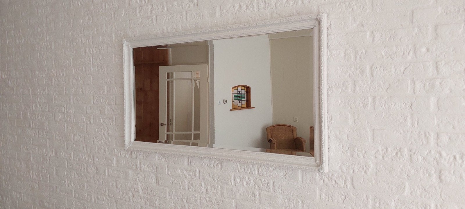 Grote spiegel met witte lijst - 70 x 130 cm, Huis en Inrichting, Woonaccessoires | Spiegels, Ophalen