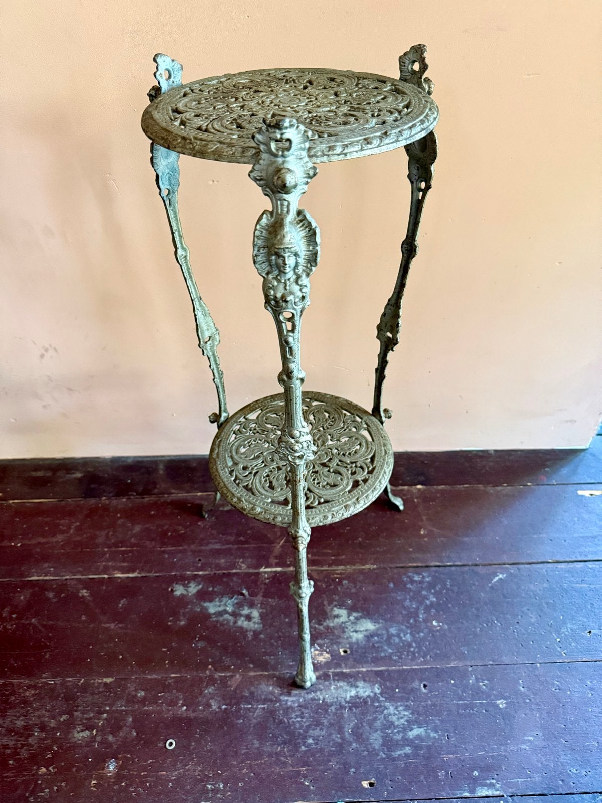 Elegante antieke bijzettafel van rond 1910, gietijzer, Ophalen of Verzenden
