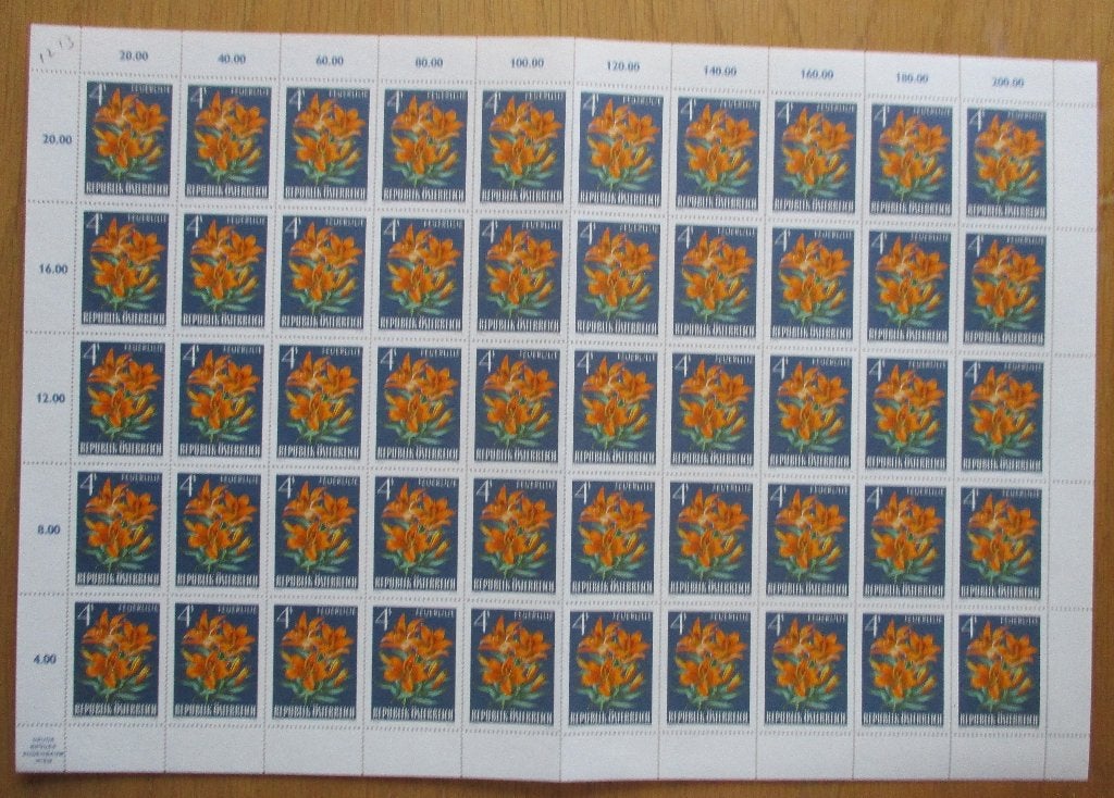 Oostenrijk, serie Alpenbloemen, in complete vellen, 1966, Verzenden, Postfris