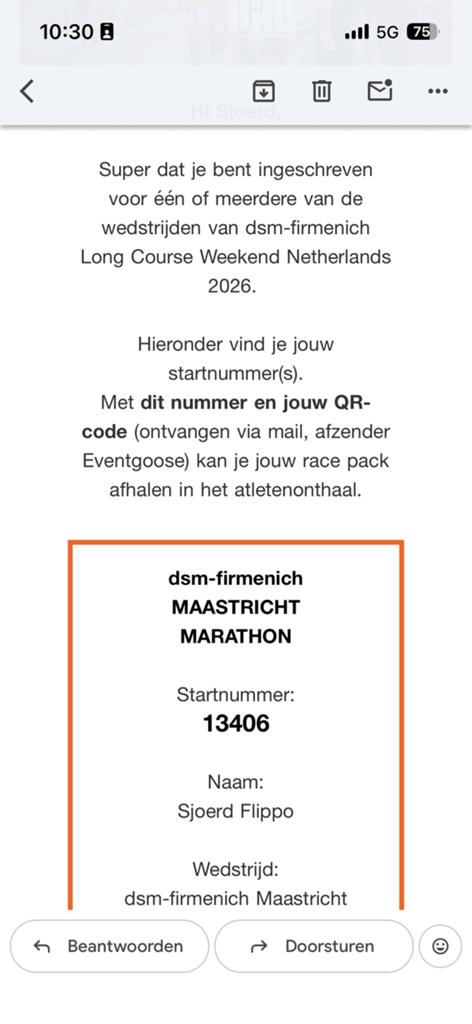 Ticket halve marathon Maastricht, Eén persoon