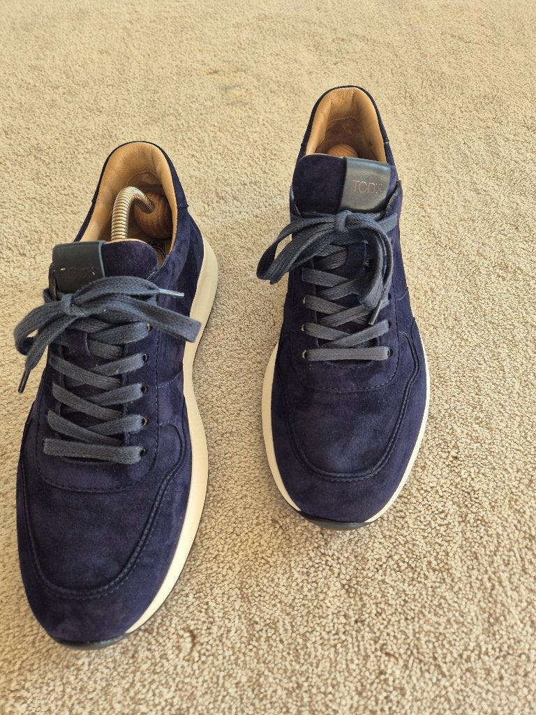 Tods Red Dot Sneakers in Blue Pashmy Suede maat 41.5  ZGAN, Blauw, Ophalen of Verzenden, Tod's, Sneakers of Gympen