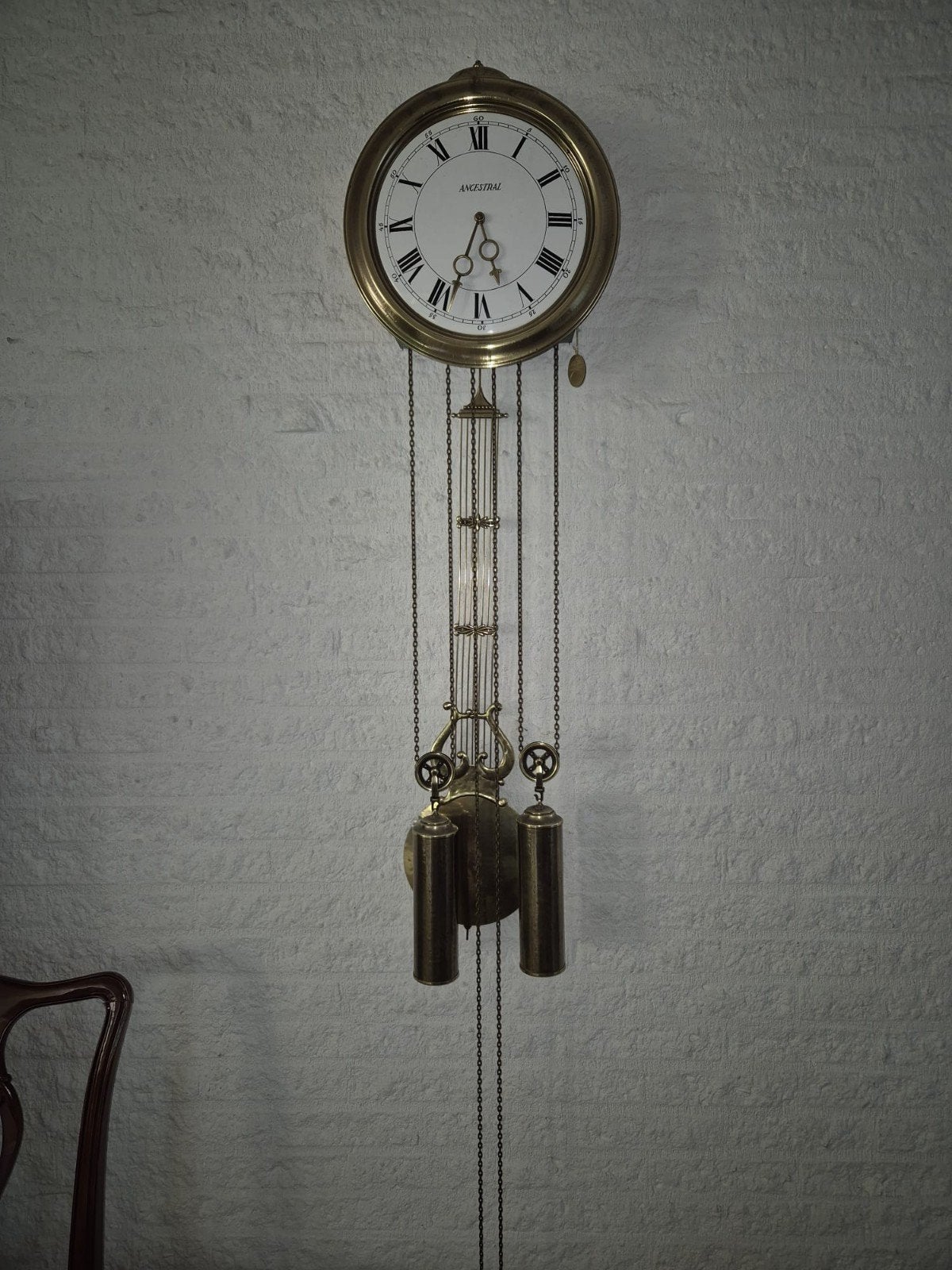 Antieke Pendule Klok - Goudkleurig - werkt - ancestral, Ophalen