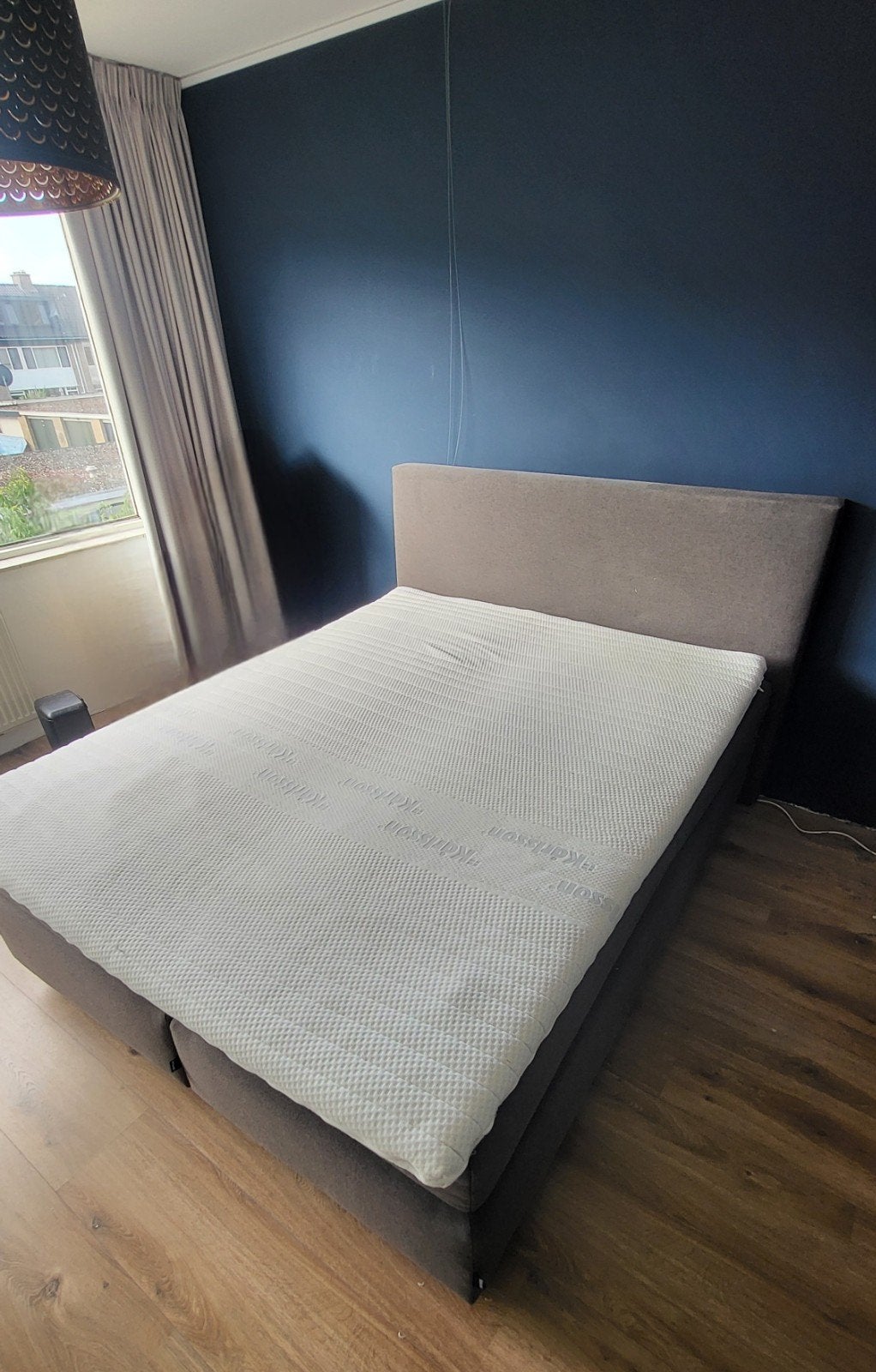 Antracietgrijs boxspring 160x200cm, Tweepersoons, Ophalen of Verzenden, Zo goed als nieuw, 200 cm