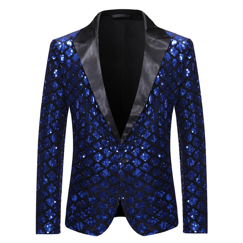 Heren blauw ruiten glitter colbert blazer jasje mannen feest, Kleding | Heren, Kostuums en Colberts, Verzenden, Nieuw, Overige maten