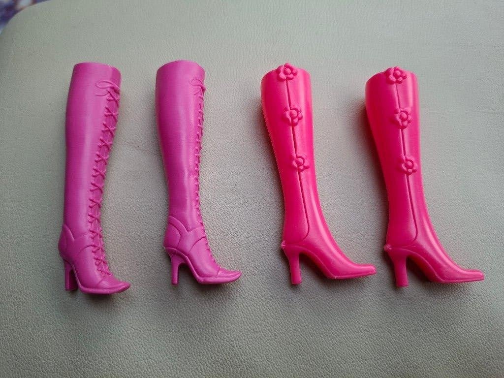 barbie 2 paar hoge roze laarzen Mattel, Ophalen of Verzenden, Zo goed als nieuw, Barbie