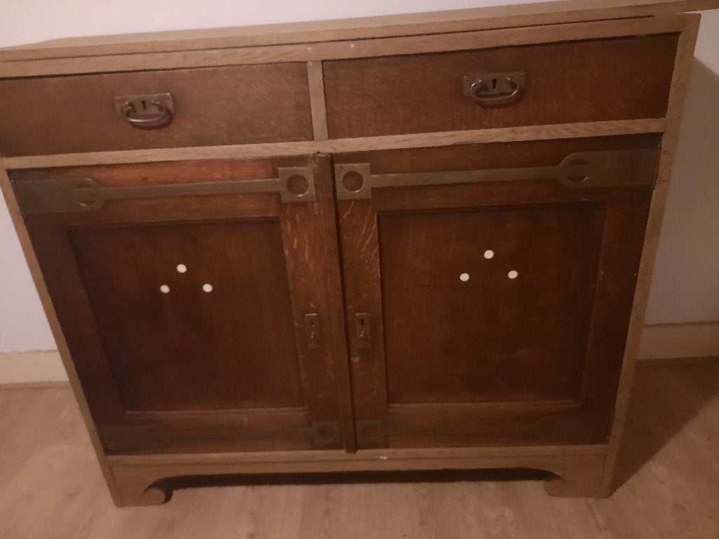Onderkant vintage eiken buffetkast met mooie details, Huis en Inrichting, Kasten | Buffetkasten, Ophalen, Gebruikt, Minder dan 100 cm