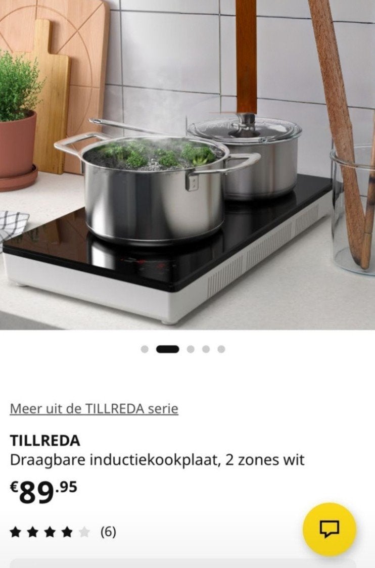 TILLREDA Draagbare inductiekookplaat, 2 zones wit, 3 kookzones of minder, Ophalen of Verzenden, Zo goed als nieuw, Inductie