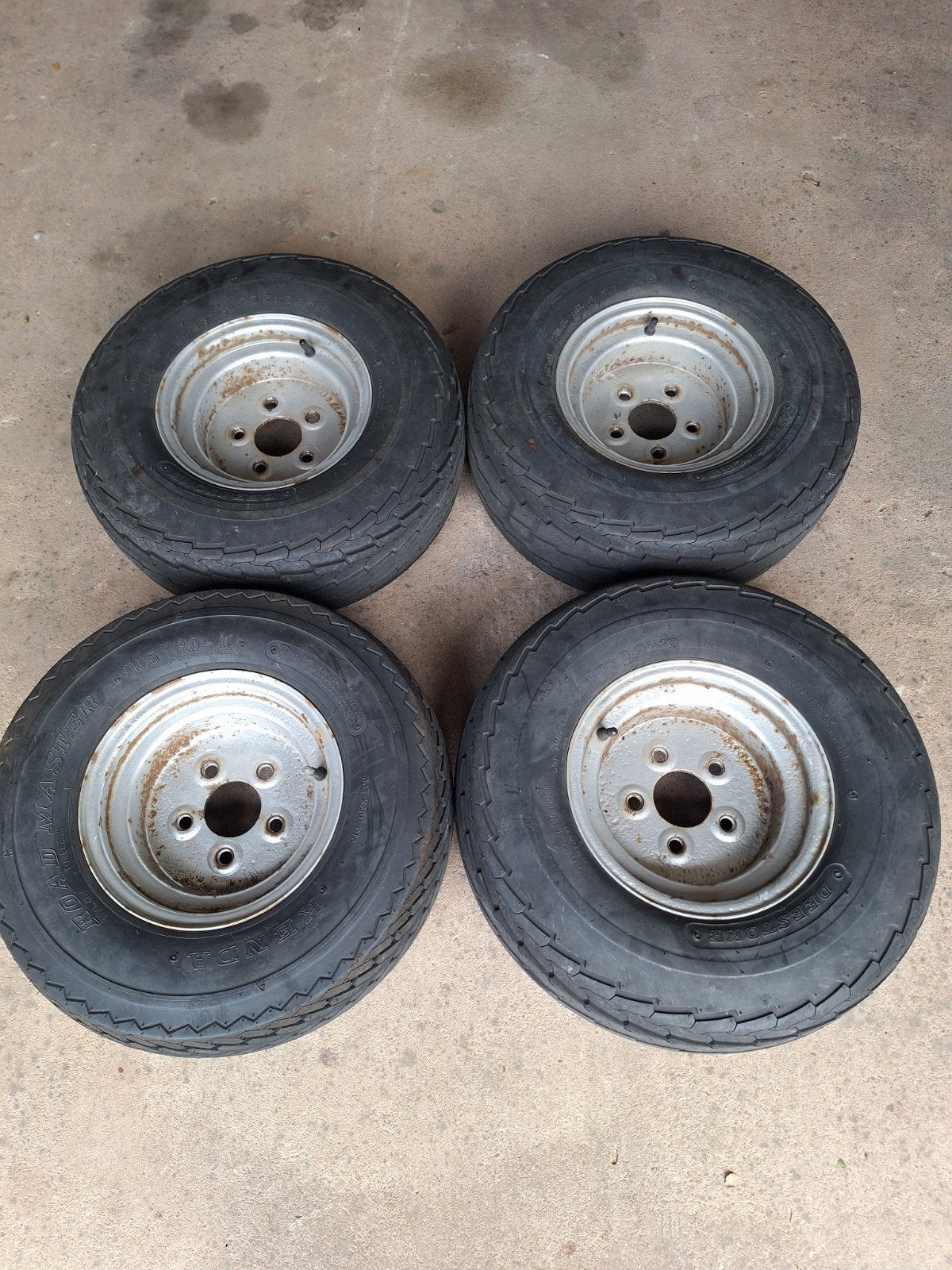 Set van 4 aanhangerbanden met velg 20.5x8.0-10, Auto-onderdelen, Ophalen, Gebruikt, Overige maten, Overig