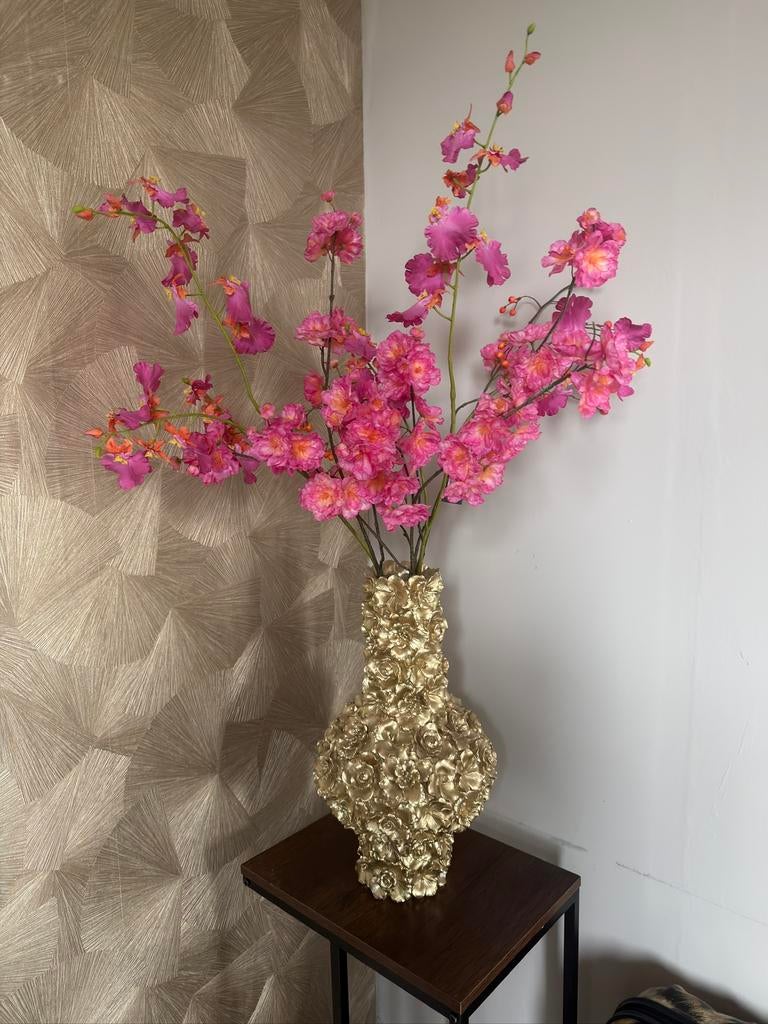 Light en living vaas gyula met zijde bloemen, Ophalen, Zo goed als nieuw