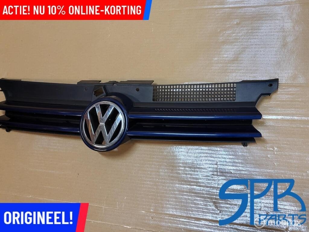 VW GOLF 4 IV GRILLE BLAUW METALLIC GRILL LOGO 1J0853655F ORG, Auto-onderdelen, Gebruikt, VOLKSWAGEN, Volkswagen, Ophalen of Verzenden