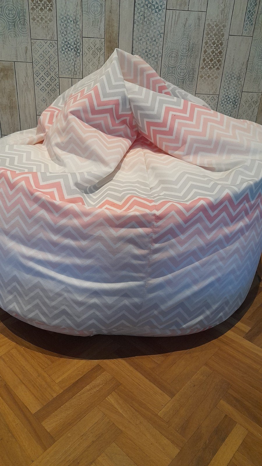 Lounge pug zitzak roze grijs, Huis en Inrichting, Ophalen, Gebruikt, Grijs, Zitzakstoel