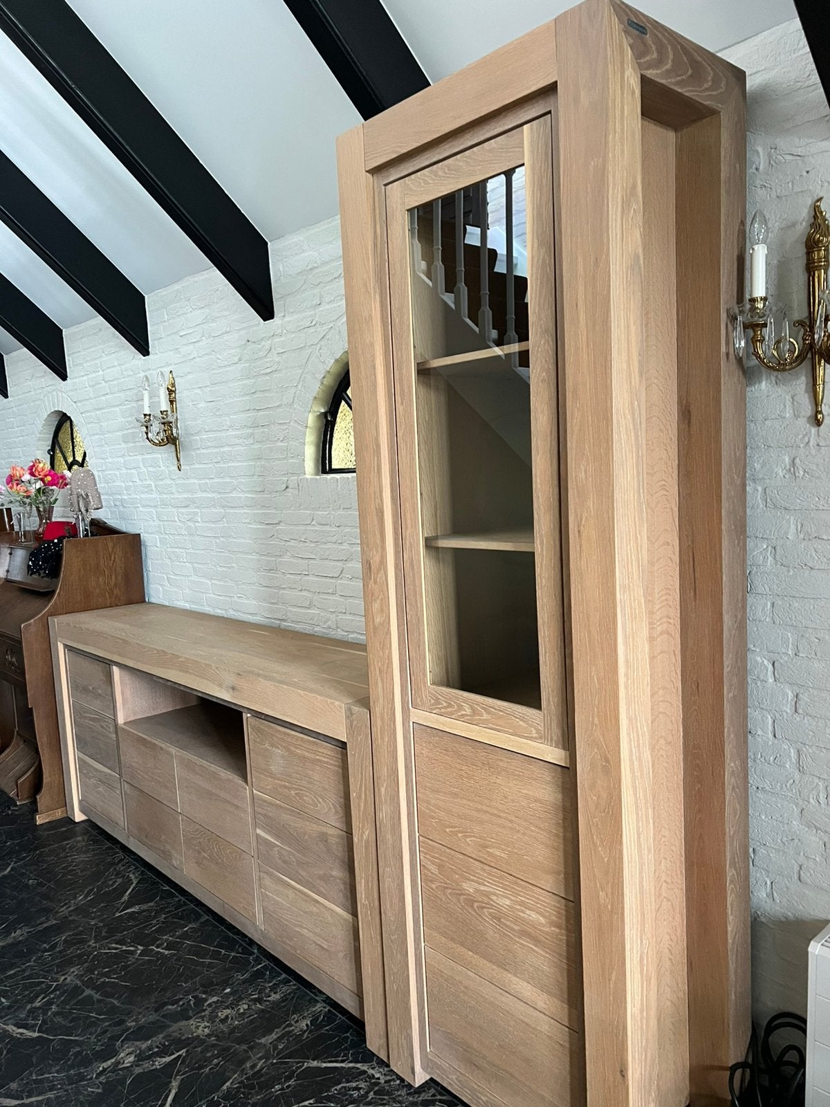Fairwood! Massief Eiken Vitrinekast kast met dressoir