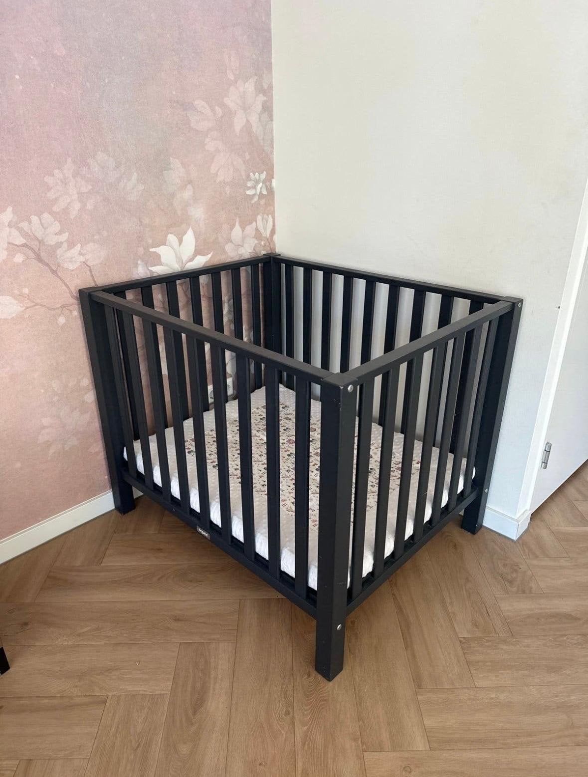 Bopita Box Zwart - 80x100x80 cm, Kinderen en Baby's, Ophalen, Gebruikt, Rechthoekig, Boxkleed