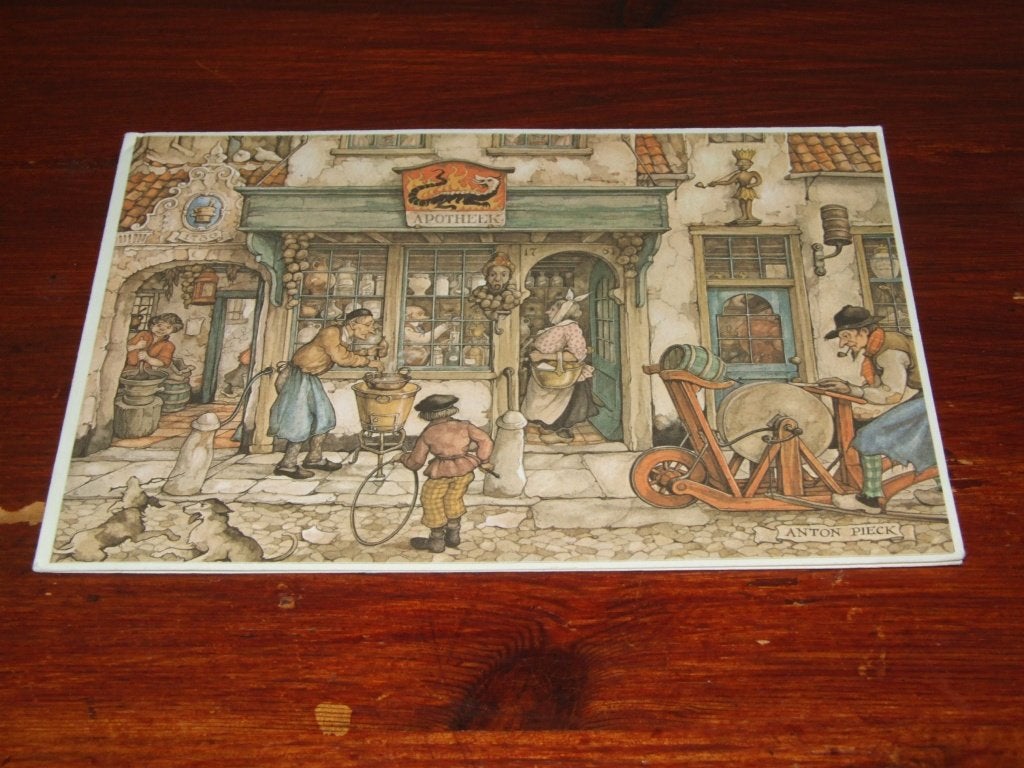 128- Anton Pieck kaart - Apotheek   (ca. 11,5 x 16,5 cm), 1960 tot 1980, Gebruikt, Verzenden, Prent