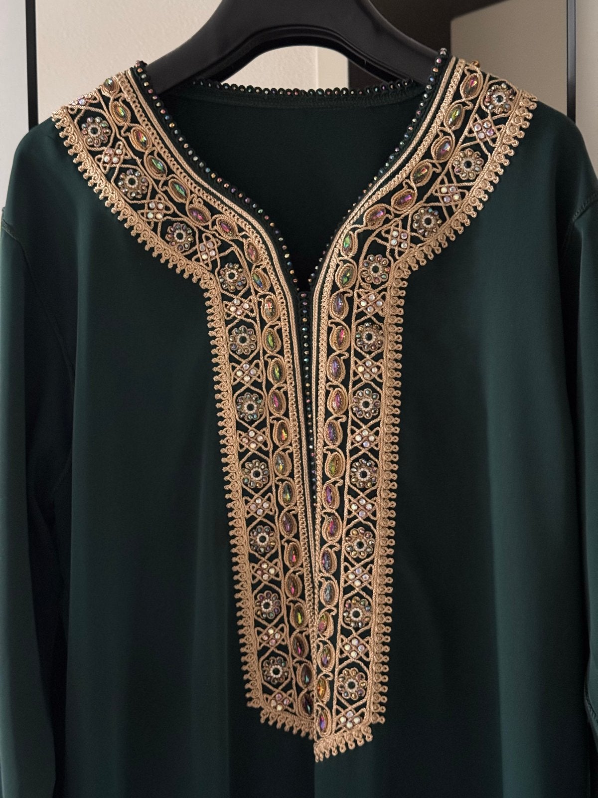 Handgemaakte Marokkaanse jurk - Maat 40 - Djellaba, Kleding | Dames, Jurken, Nieuw, Maat 38/40 (M), Groen, Onder de knie, Ophalen of Verzenden
