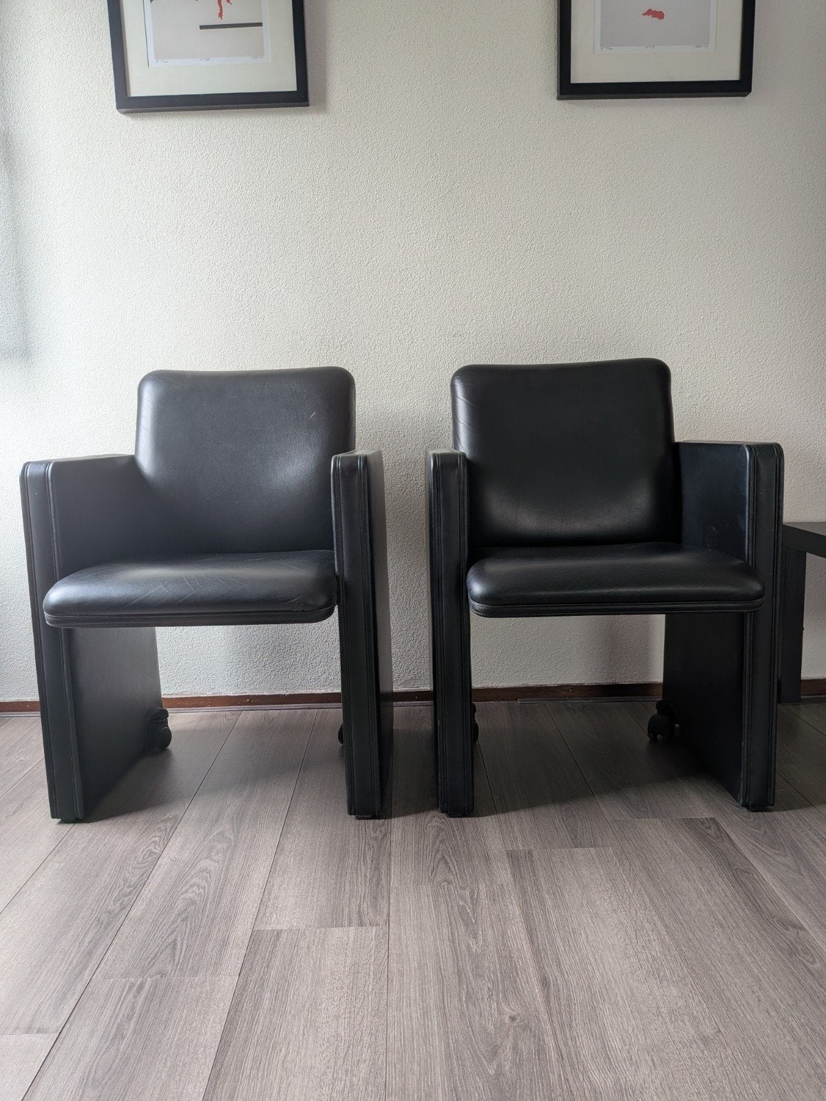 Poltrona Frau THF 96 Leren Fauteuils (set van 4), Ophalen, Gebruikt, Design, luxe, Zwart