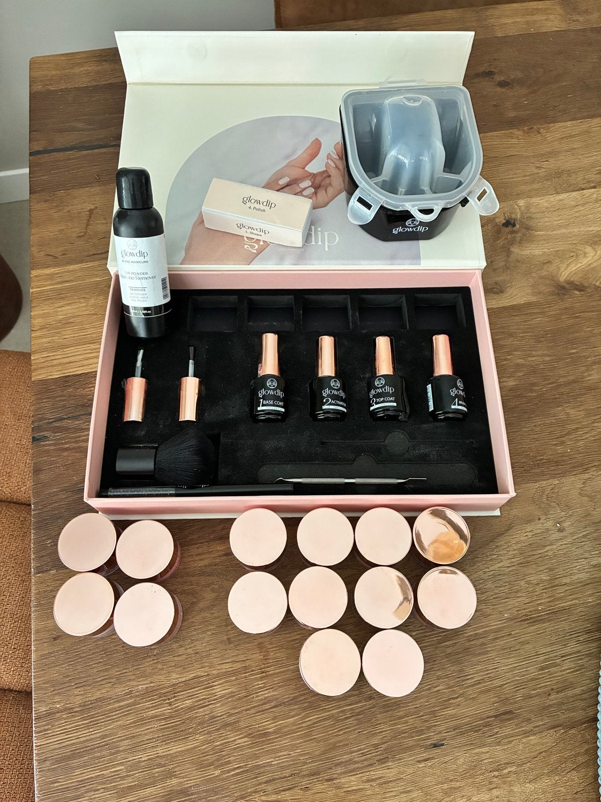Glowdip Dipping Powder Starterspakket + 13 kleuren, Ophalen, Overige kleuren, Zo goed als nieuw, Handen en Nagels