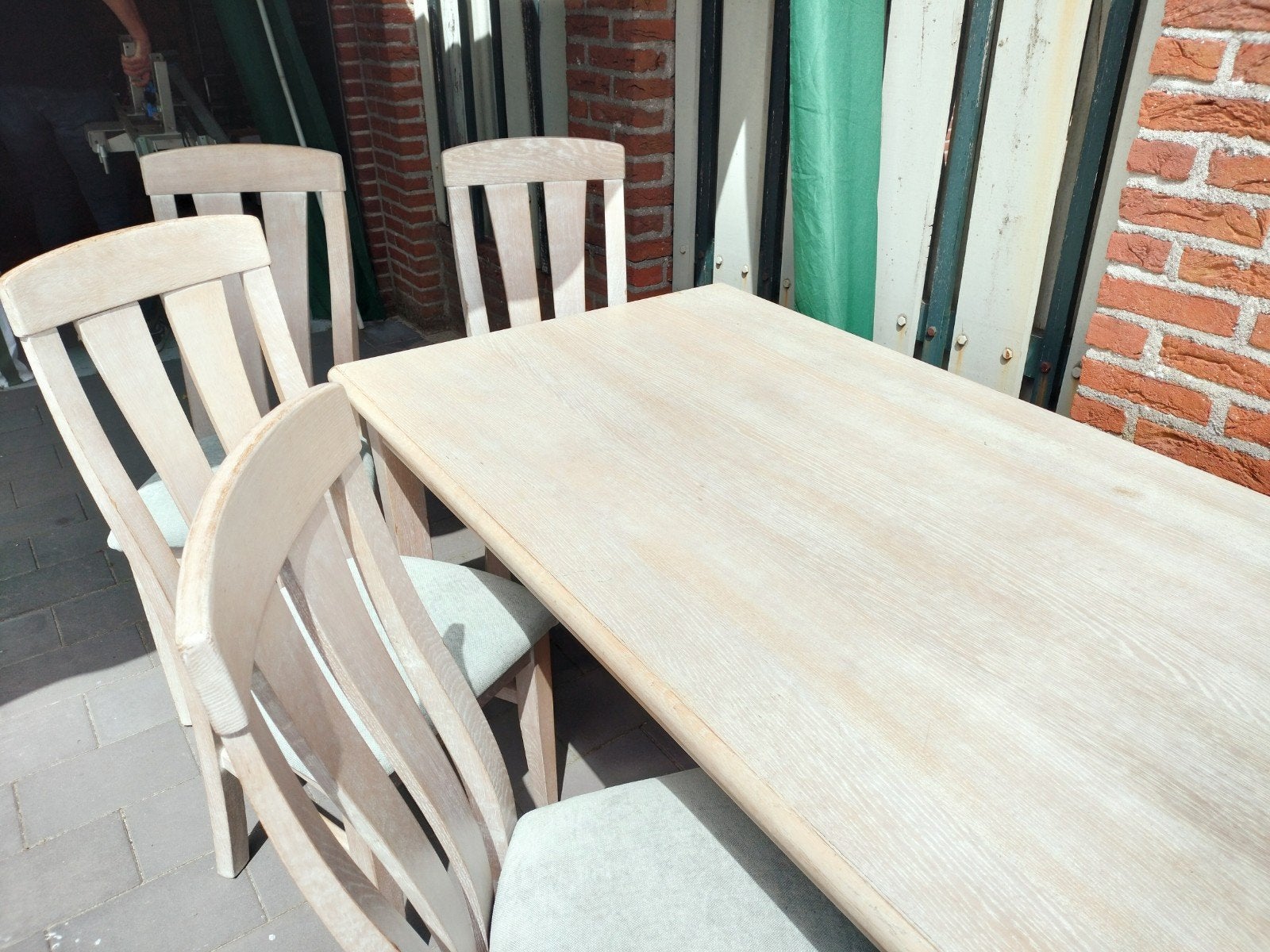 6-persoons eettafel licht eiken met stoelen, Huis en Inrichting, Tafels | Eettafels, Ophalen, Gebruikt, 50 tot 100 cm, Vijf personen of meer