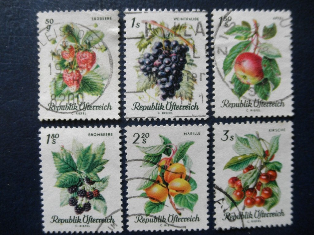 Postzegels Oostenrijk 1966 vruchten - cw. € 2,80., Ophalen of Verzenden, Gestempeld