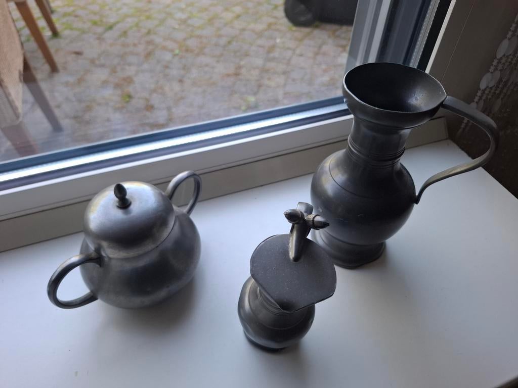 3-delig tinnen setje C. Kurz & Co Tiel Edeltin, Antiek en Kunst, Antiek | Tin, Ophalen