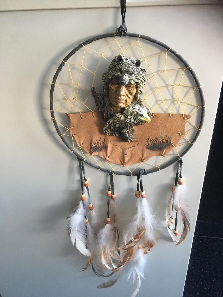 dream catcher dromenvanger indiaan 3d relief hout, Huis en Inrichting, Wandhanger, Hout, Ophalen of Verzenden, Zo goed als nieuw