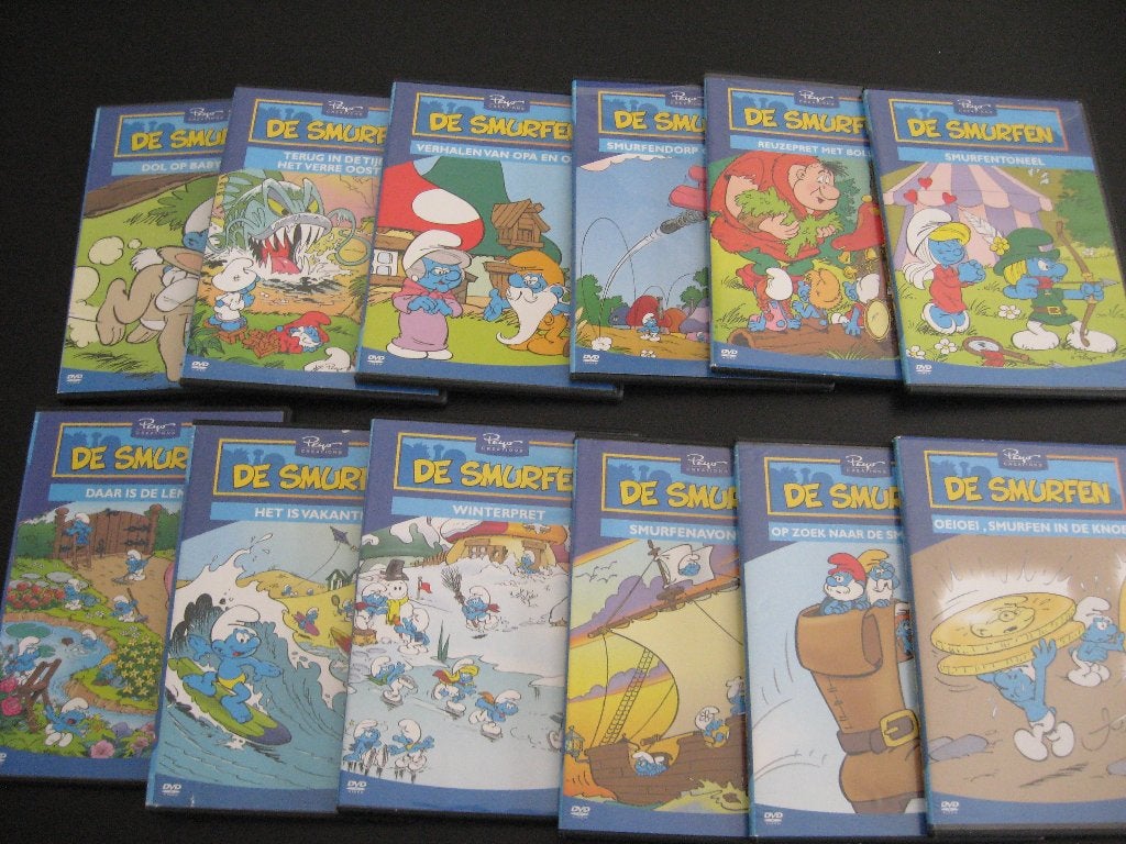 DVD serie 12 stuks van de Smurfen, Animatie, Alle leeftijden, Overige typen, Zo goed als nieuw