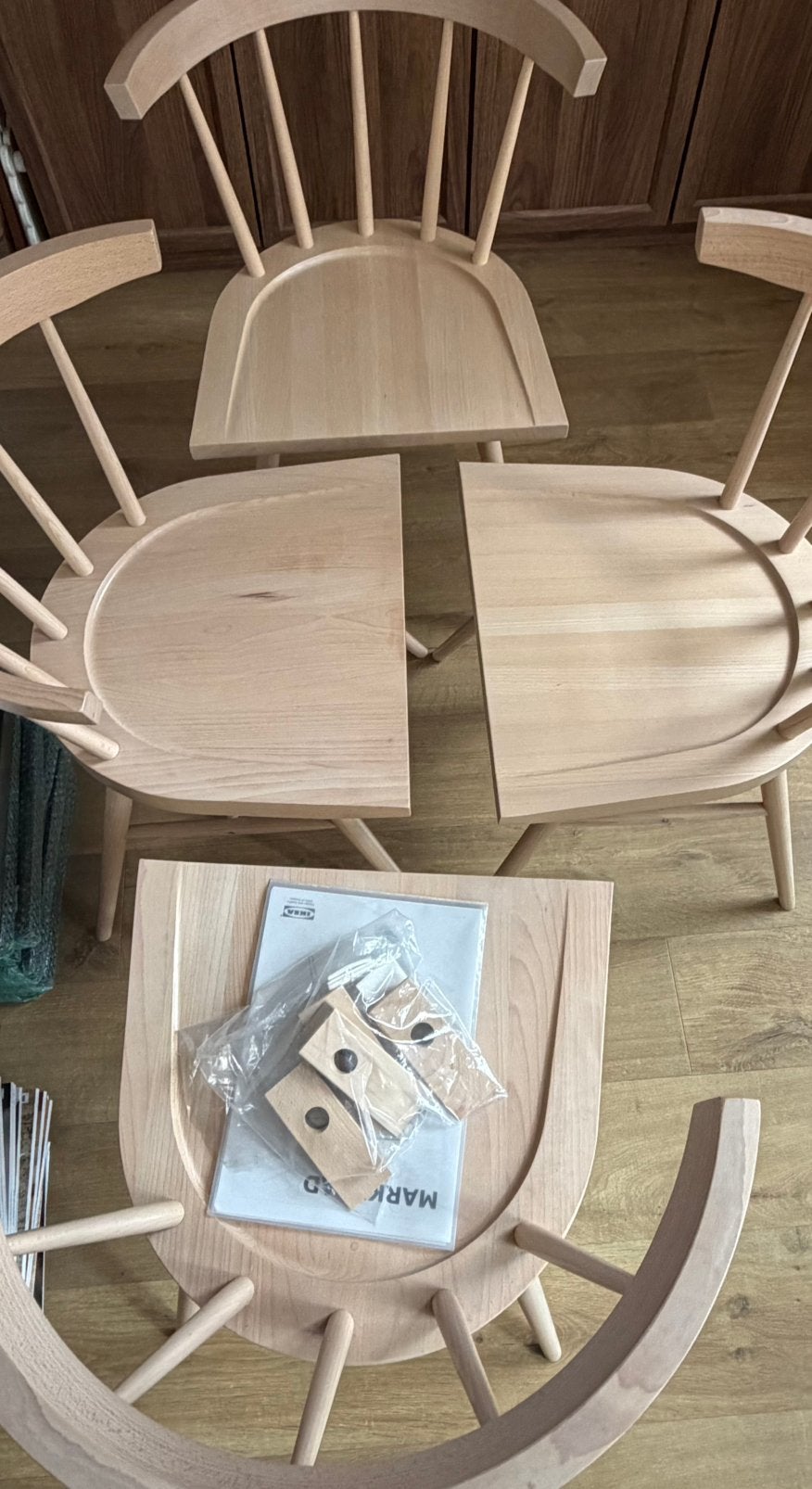 Originele Ikea Markerad Virgil Abloh stoel hout set 4 stuks, Ophalen, Overige kleuren, Design, Zo goed als nieuw