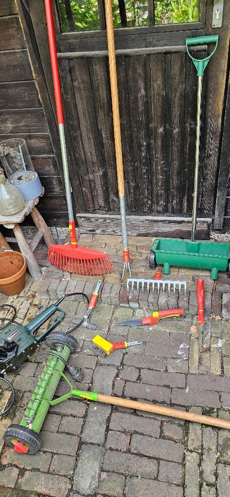 Wolf Garden tuingereedschap verticuteerboy,  hark, schoffel, Tuin en Terras, Hand-tuingereedschap, Ophalen, Hark