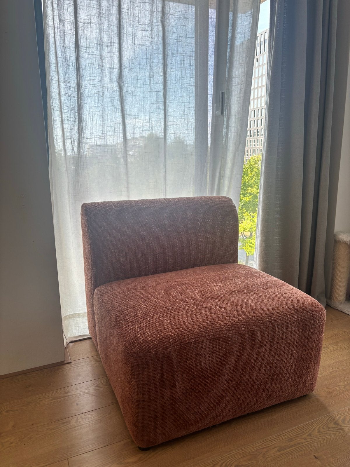 Modulaire bankdeel / lounge stoel - terracotta, Ophalen, Gebruikt, 75 tot 100 cm, 75 tot 100 cm