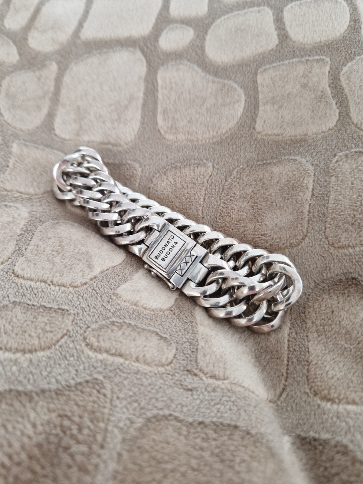 Buddha to Buddha armband - 925 zilveren schakelarmband, Ophalen of Verzenden, Gebruikt, Zilver, Zilver