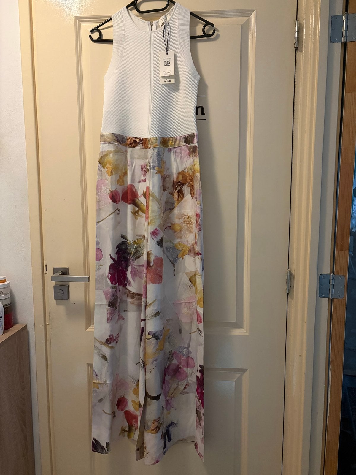Ted Baker jumpsuit met bloemenprint en geribbelde top, Ophalen of Verzenden, Nieuw, Maat 38/40 (M), Wit