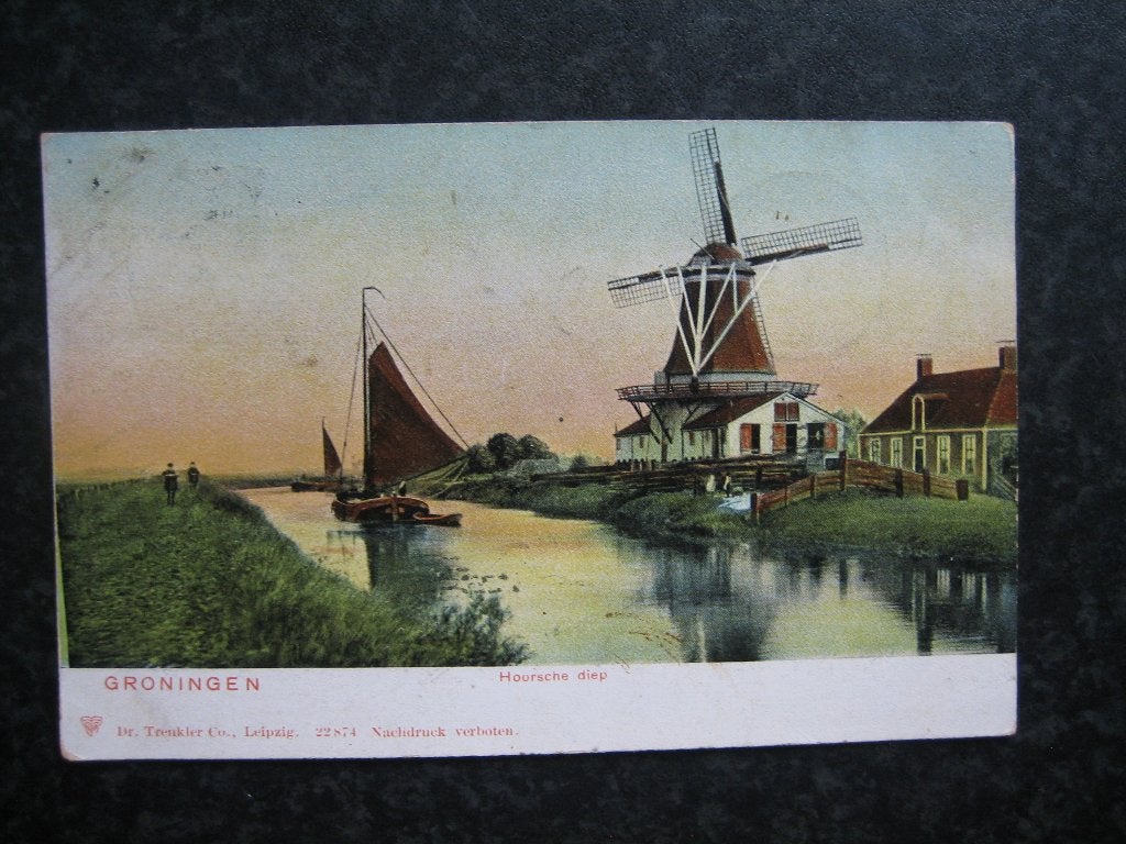 GRONINGEN  Hoornsche diep 1903 naam uitg. voorzijde, Ophalen of Verzenden, Voor 1920, Groningen