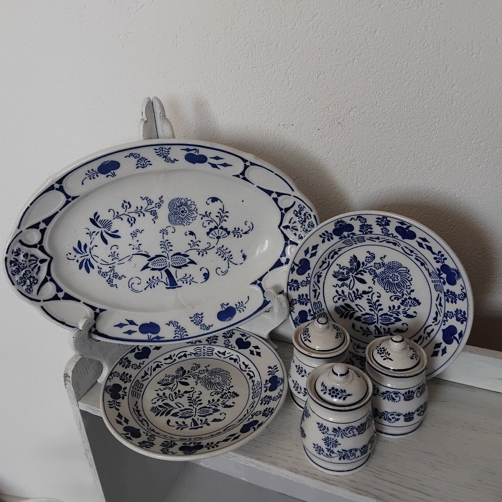 Zwiebelmuster, oude serviesdelen, Ophalen of Verzenden