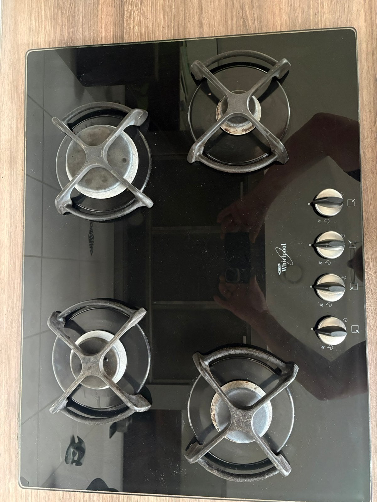 Inbouwkookplaat gas op glas, Witgoed en Apparatuur, Kookplaten, Ophalen, 4 kookzones, Zo goed als nieuw, Inbouw