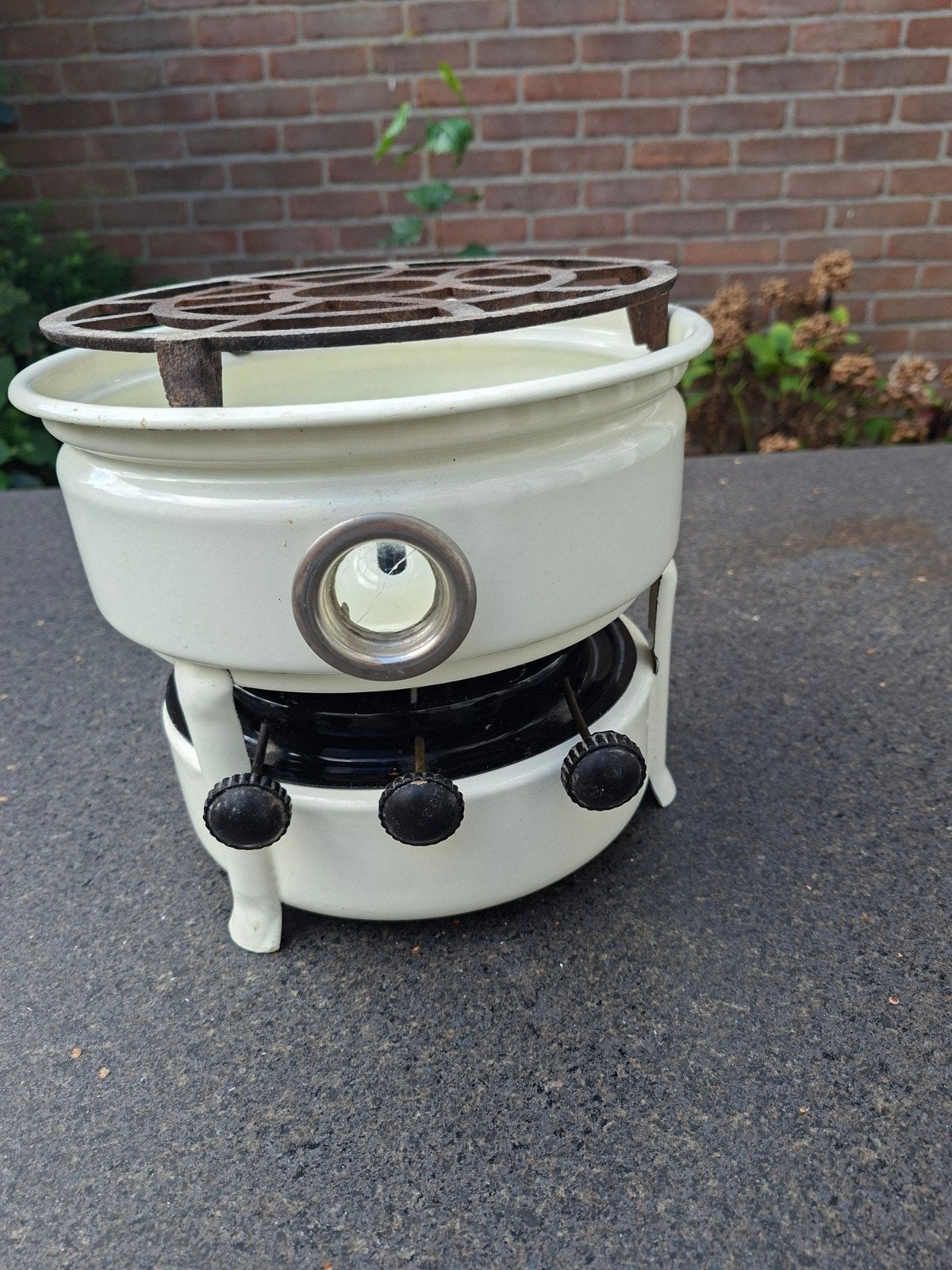 Vintage Petroleumstel - Wit Geëmailleerd, Ophalen of Verzenden