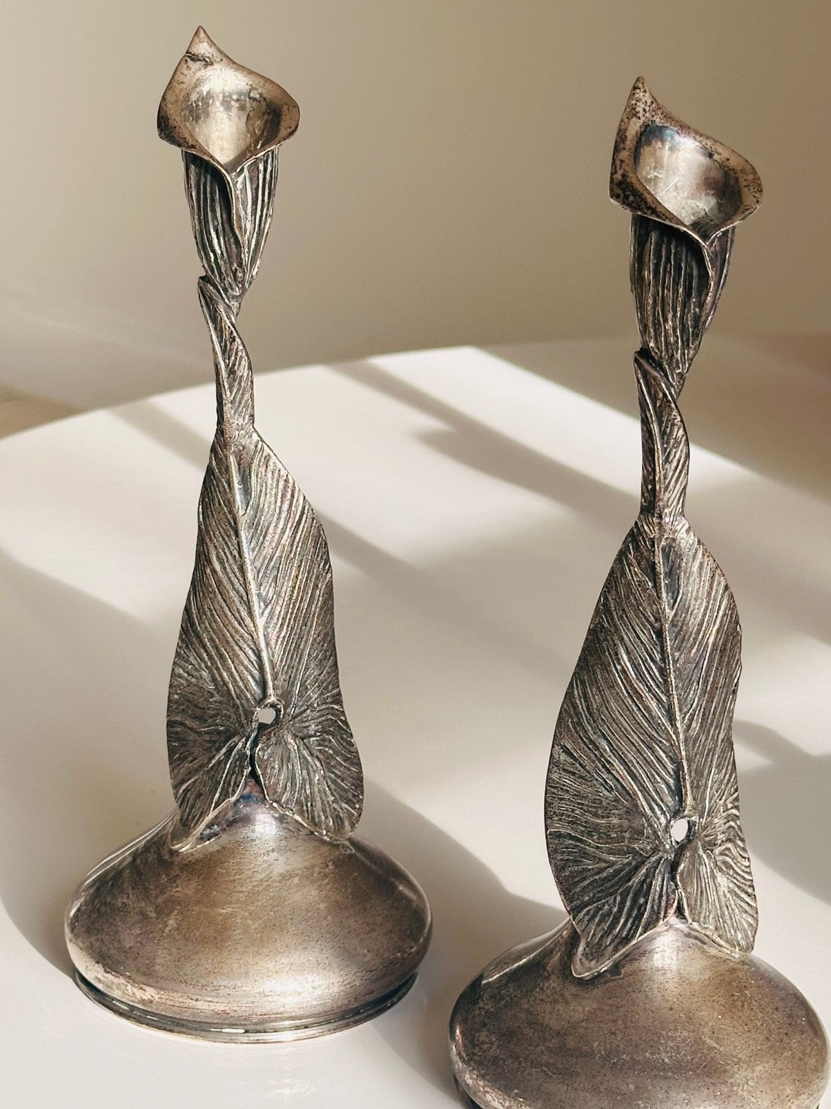 Zilveren kandelaars Art Nouveau 900, Antiek en Kunst, Ophalen, Zilver