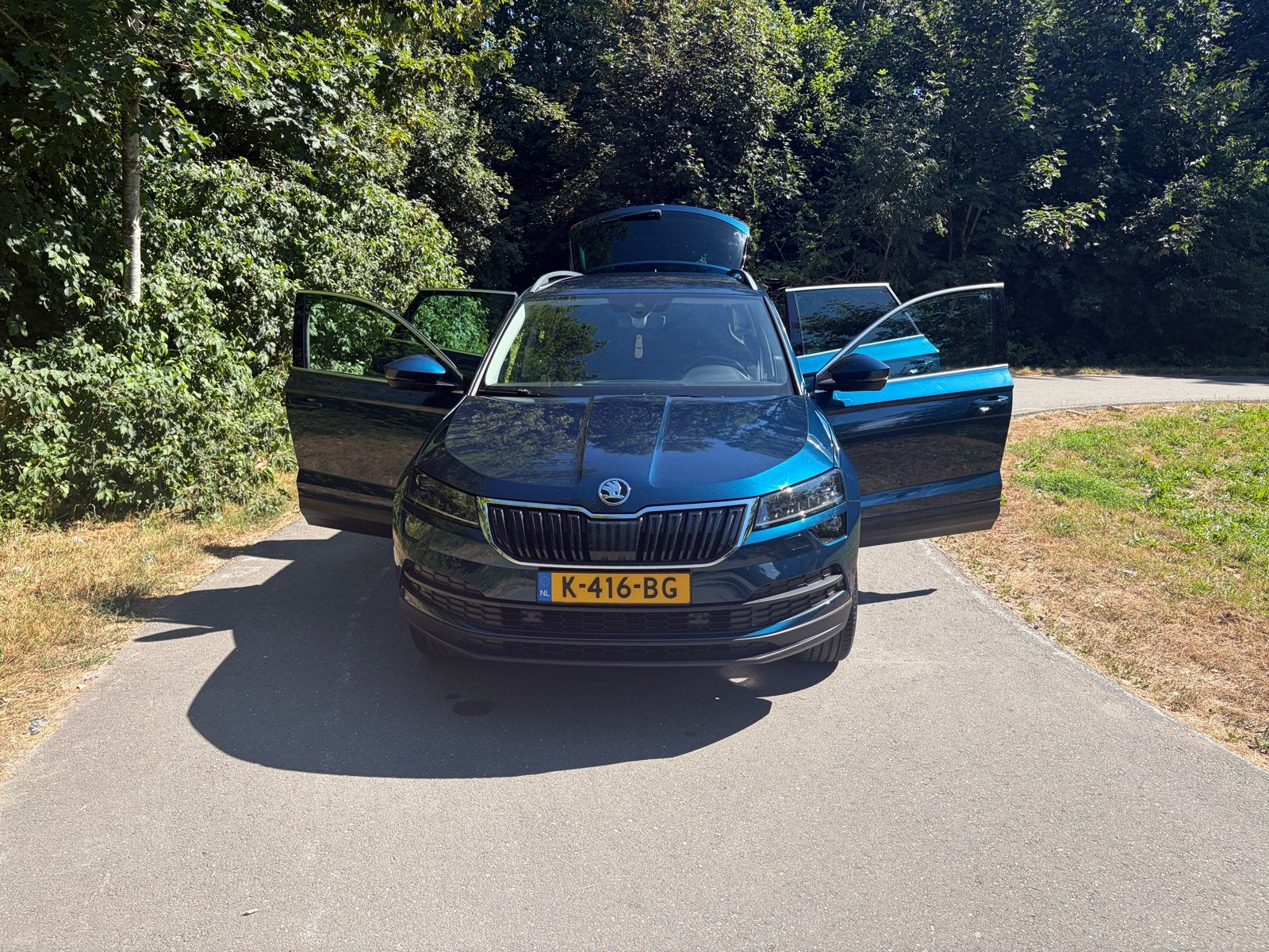 Skoda Karoq 1.5 TSI ACT Greentech 150pk Dsg-7 2019 Blauw, Stof, 1498 cc, 4 cilinders, Blauw