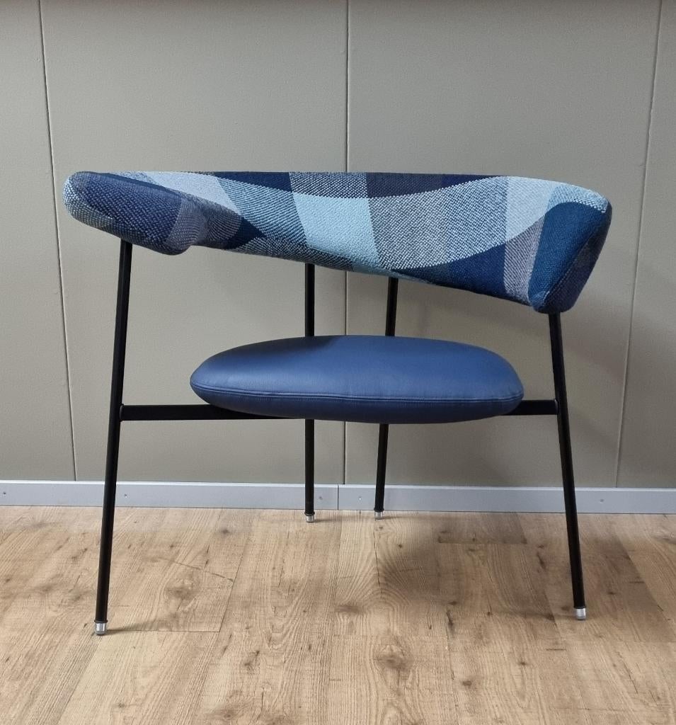 Leolux Divi Divi fauteuil refurbished - Nieuw leer en stof, Leer, Nieuw, 75 tot 100 cm, Ophalen of Verzenden